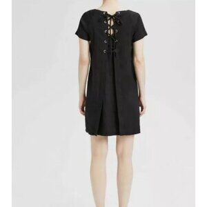 THEORY Black Caviar Lace Back Raglan Dress sz 8